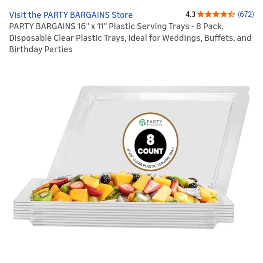 Pack Of 8 Clear Serving Trays
